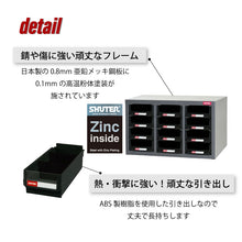 画像をギャラリービューアに読み込む, パーツキャビネット3列×3段 HD-309(黒) | SHUTER シューター 部品 工具 収納 スチール製 引き出し 収納棚 業務用 頑丈