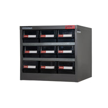 画像をギャラリービューアに読み込む, パーツキャビネット3列×3段 HD-309(黒) | SHUTER シューター 部品 工具 収納 スチール製 引き出し 収納棚 業務用 頑丈