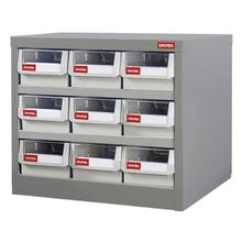 画像をギャラリービューアに読み込む, パーツキャビネット3列×3段 HD-309(グレー) | SHUTER シューター 部品 工具 収納 スチール製 引き出し 収納棚 業務用 頑丈