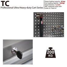 画像をギャラリービューアに読み込む, ツールカート 引き出し4段タイプ TC-S22 | SHUTER シューター ツールワゴン 業務用台車 耐荷重 200kg 頑丈 キャスター