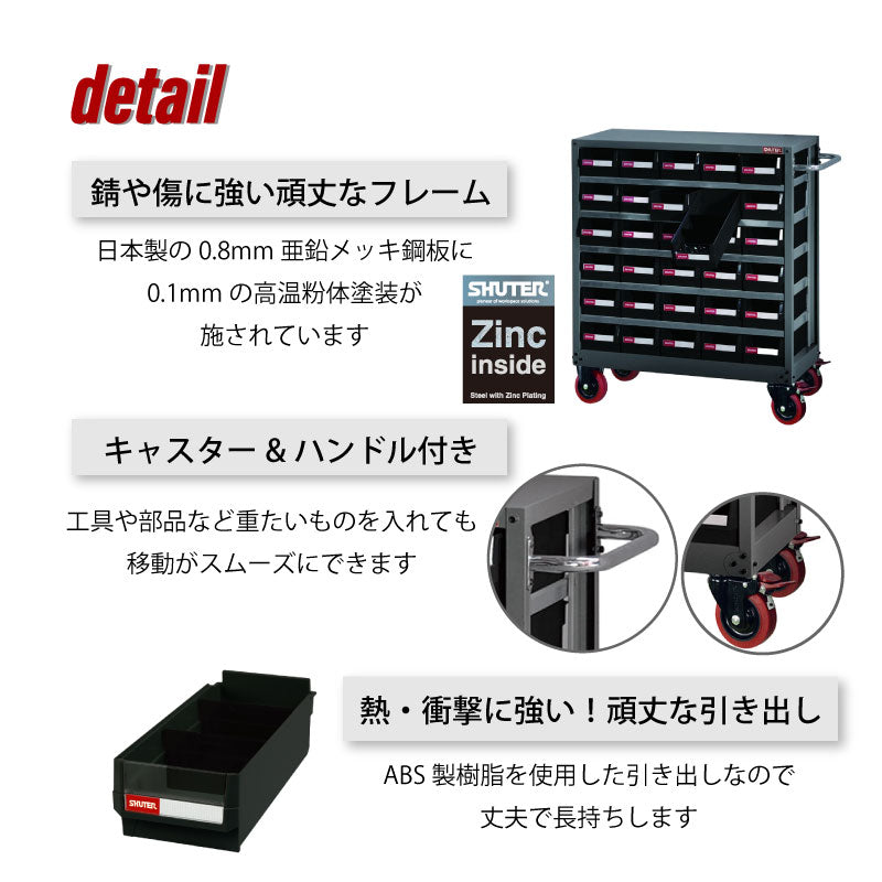 修道院のキャビネット パーツキャビネット(キャスター付) NHD-530 | SHUTER シューター